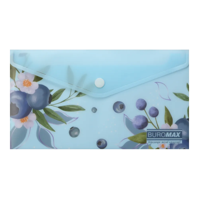 Папка-конверт на кнопці ARABESKI, DL, матовий напівпрозорий пластик, морська хвиля