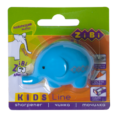 Чинка для олівців СЛОНЕНЯ з контейнером, 1 отв. блістер, блакитний Чинка для олівців СЛОНЕНЯ з контейнером, 1 отв. блістер, блакитний
