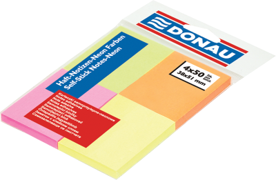 Блок для нотаток з клейким шаром 4кол. х50арк., 38х51,4мм, неон, асорті