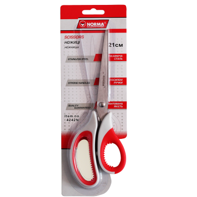 Ножиці канцелярські, довжина 21см, універсальні, ергономічні прогумовані ручки, 2 мм, 4242N, NORMA (12/240) Ножиці канцелярські, довжина 21см, універсальні, ергономічні прогумовані ручки, 2 мм, 4242N, NORMA (12/240)