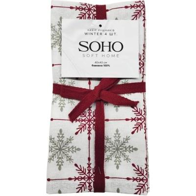 Кухонний текстиль SOHO Наб. руш. 40*40см бавовна 100% Winter 4 шт. (BS 72056S/1)