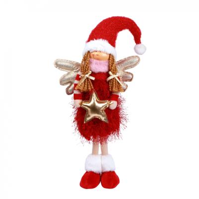 Новорічна м'яка іграшка Novogod'ko "Дівчинка Янгол" у червоному, 58см, LED крильця