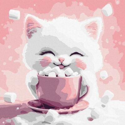 Набір для розпису по номерах для дітей "Какао для котика (картина № 2)" 30х30см Набір для розпису по номерах для дітей "Какао для котика (картина № 2)" 30х30см