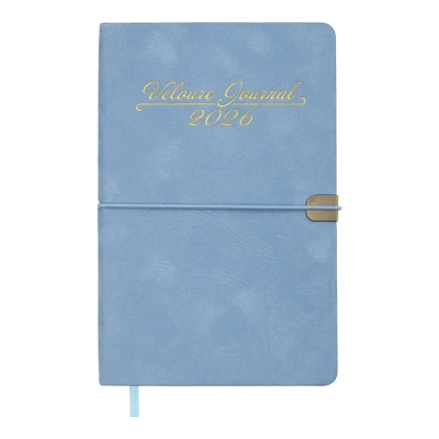 Щотижневик датов. 2026 VELOUR, A5, блакитний, штуч.шкіра