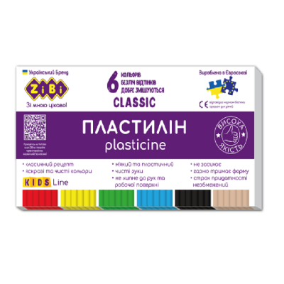 Пластилін CLASSIC 6 кольорів, 120г, KIDS Line Пластилін CLASSIC 6 кольорів, 120г, KIDS Line