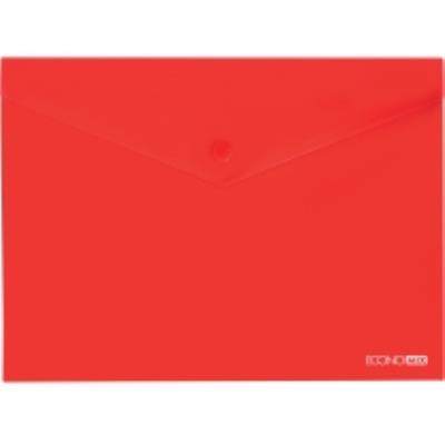 Папка-конверт А5 прозрачная на кнопке Economix, 180 мкм, фактура "глянец", красная