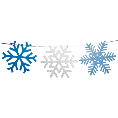 Гірлянда пап. фігурна Novogod'ko "Сніжинки", 10 фігурок, 3м, гліттер