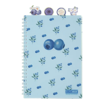 Зошит для записів ARABESKI, А5, 80 арк., клітинка, 4 роздільники, пластикова обкладинка, кобальтовий