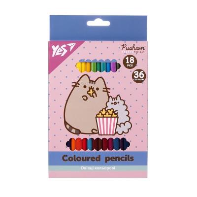Олівці кольорові Yes 18/36 кол. "Pusheen"