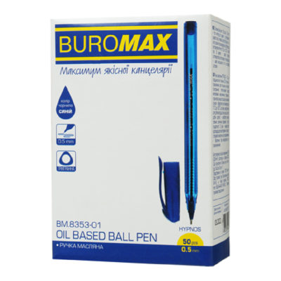 Ручка масляна, прозор., синя