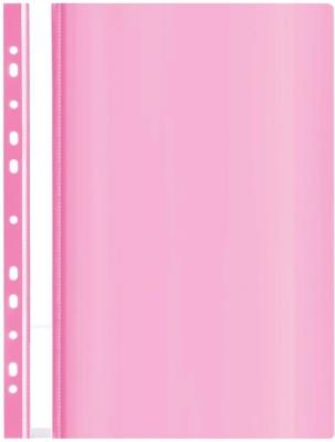 Папка-скоросшиватель Knopka с прозрачным верхом А4 с перфорацией, фактура "глянец", паст розовая