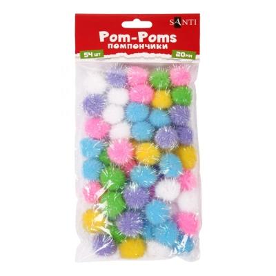 Помпони SANTI з люрексом голографічним, кольорові, d-20мм, 54шт./уп