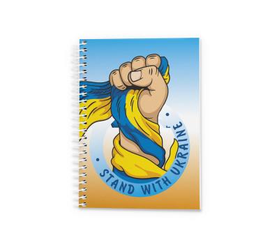 Блокнот (А), В6, 60арк, кліт, біч. спір, м'яка карт.обкл, "Stand with Ukraine"1/24