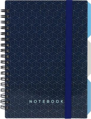 Блокнот "DESIGN 45", B6, пластикова обкл., спіраль, з розділювачами., 100 арк., клітинка