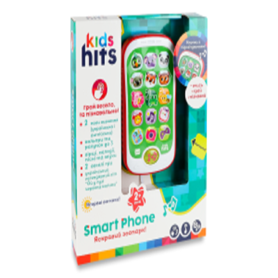 Телефон муз. разв. Kids Hits ст. KH03/004 (96шт) "Яркий зоопарк",батар в комплекте.,2 цвета ми