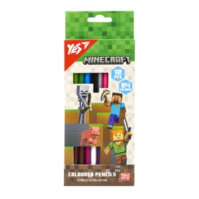 Олівці кольорові Yes 12/24 кол. "Minecraft"