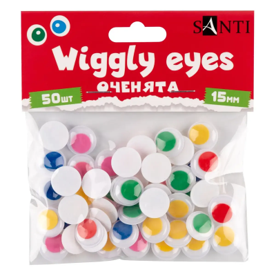 Оченята SANTI самоклеючі, кольорові, d-15мм, 50 шт./уп