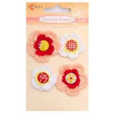 Набір брадс Santi, квіти в'язані «Яскраві», 4 шт (1/1/0/750) Набір брадс Santi, квіти в'язані «Яскраві», 4 шт (1/1/0/750)