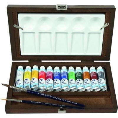 Набор акварельных красок, VAN GOGH, 12*10 мл., кисти - 2шт, палитра, дерево, Royal Talens Набор акварельных красок, VAN GOGH, 12*10 мл., кисти - 2шт, палитра, дерево, Royal Talens