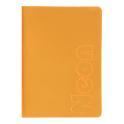 Книга записна NEON, А5, 80 аркушів, клітинка, зшита обкладинка PVC, помаранчева