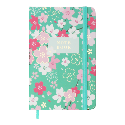 Книжка записна BLOSSOM, на гумці, А6, 80 арк., клітинка., офсет крем., тв.лам.обл., блакитна