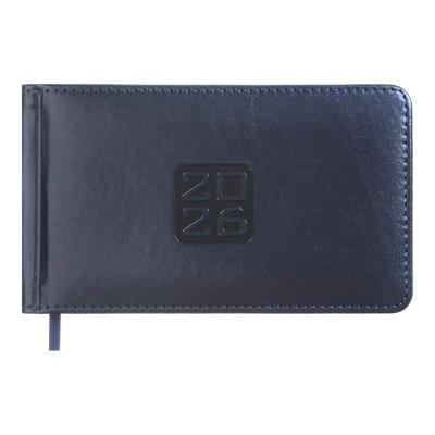 Щотижневик датов. 2026 кишеньк. BRAVO, 153*87, синій, штуч. шкіра/поролон