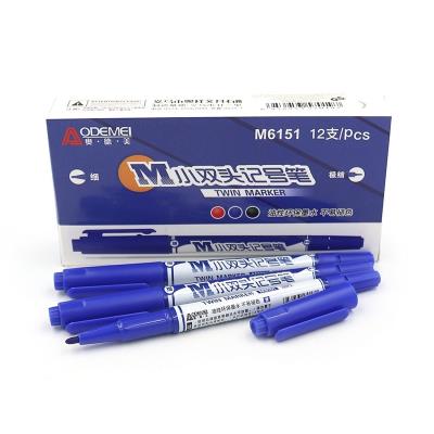 M6151 Маркер двостор. перманент Aodemei, лінер/тонк син. 12шт/єтік