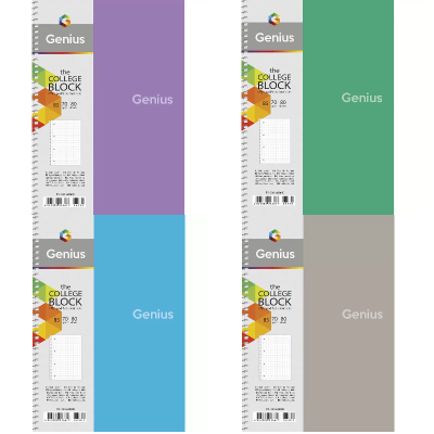 Коледж-блок, спiраль, В5/80арк., у клітинку, білий блок, 70г/м2, пластик, Genius, B5-080-6802K (4/64)