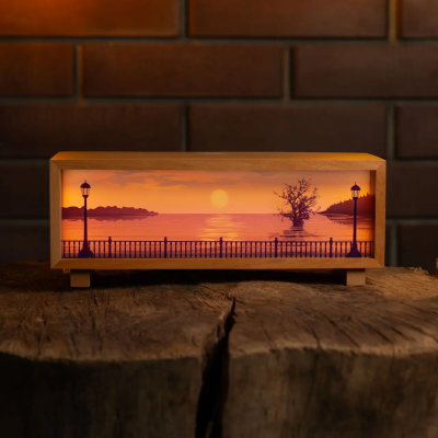 npa0002 Нічник-панорама “Набережна”, лаковане дерево (LED, Акумулятор, USB Type-C)