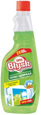 Очисник для скла і дзеркал з нашатирним спиртом Super Blysk Зелене Яблуко 500 мл (24 шт/ящ), запаска