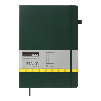Книга записна ETALON 210*295, 96л., клітинка, обкладинка штучна шкіра , зелений