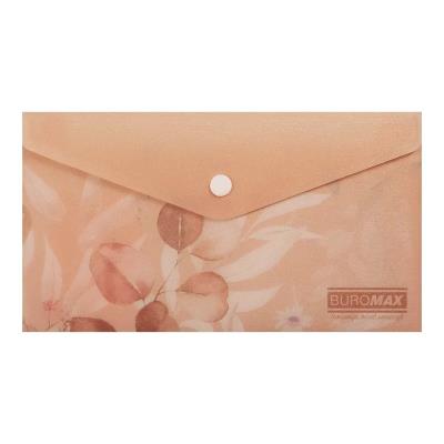 Папка-конверт на кнопці ARABESKI, DL, матовий напівпрозорий пластик, персиковий