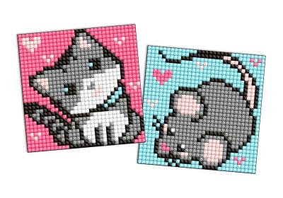 Набір з алмазною мозаїкою на самоклеючій основі для дітей "Сірі друзі" 9x9см