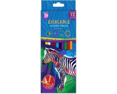 Карандаши цветные COOLFORSCHOOL "ERASABLE" 12 шт пластиковые, стираются, трехгранные с резинкой Карандаши цветные COOLFORSCHOOL "ERASABLE" 12 шт пластиковые, стираются, трехгранные с резинкой