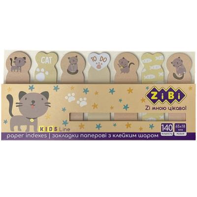 Закладки паперові GREY CAT, з клейким шаром, 68x20 мм та 65x18 мм, 7 диз. по 20 арк., KIDS Line