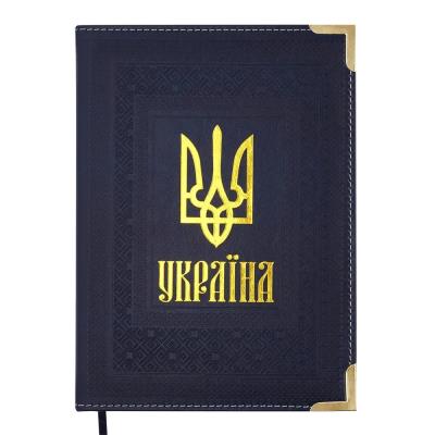 Щоденник датов. 2026 STATUT, A5, синій, штуч. шкіра/поролон