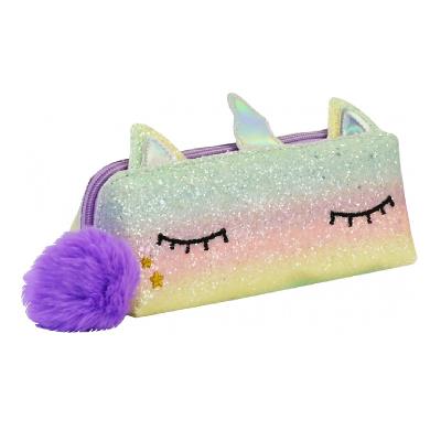 Пенал на 1 відділення з блискітками та помпоном Пенал на 1 відділення з блискітками та помпоном