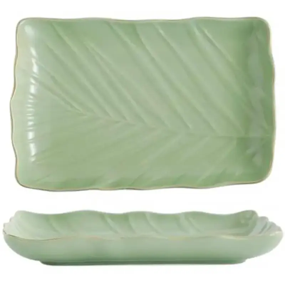 Блюдо Limited Edition LEAF GREEN GOLD /24.5х17 см /прямок. (B010791)