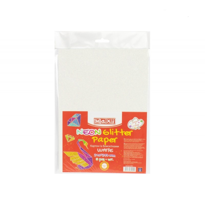 Картон з блискітками флуоресцентний 290±10 г/м 2. Формат A4 (21х29,7см), морозний білий Картон з блискітками флуоресцентний 290±10 г/м 2. Формат A4 (21х29,7см), морозний білий