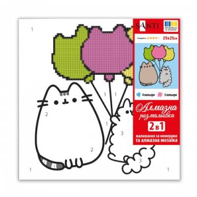 Картина за номерами з алмазною мозаїкою SANTI "Пушин. Друзі та повітряні кульки", 25*25 см