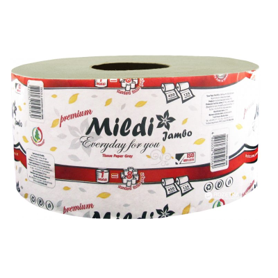 Туалетная бумага "Mildi-Джамбо" 125 м, серый, 8 шт / уп., 450 отрывов, 50569