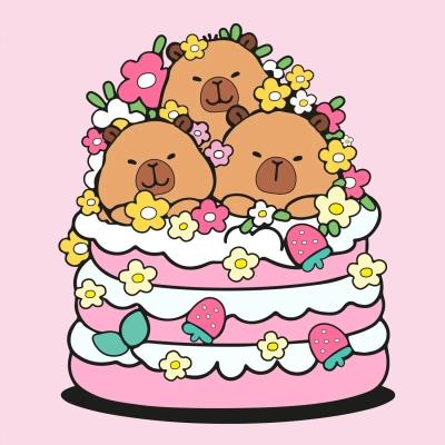 Картина за номерами SANTI "Капібари та тістечко", 25*25 см