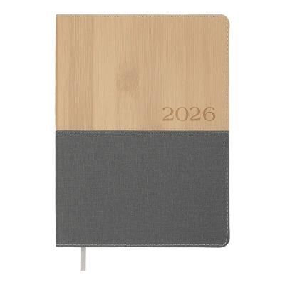 Щоденник датов. 2026 CORAL, A5, сірий, штуч.шкіра