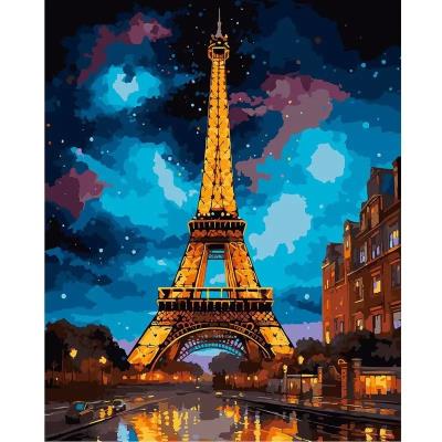 Картина за номерами SANTI "Ейфелева вежа ", 40*50см, LED підсвітка