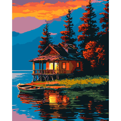 Картина за номерами SANTI "Вечірнє озеро", 40*50