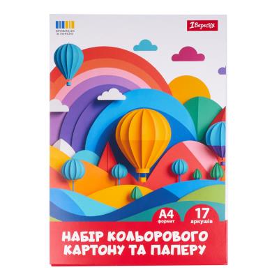 Набір кольорового картону та паперу 1Вересня "Classic", 17 аркушів, А4, папка
