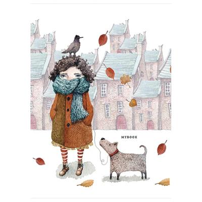 Зошит загальний "TwinBook", скоба, комплект 2хА5/40арк., у клітинку/без лініювання, кремовий блок, 