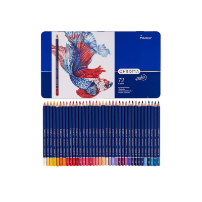 Карандаши цветные, 72 цвета "Marco" 8010-72TN, шестигранные, в металлическом пенале, Chroma Карандаши цветные, 72 цвета "Marco" 8010-72TN, шестигранные, в металлическом пенале, Chroma