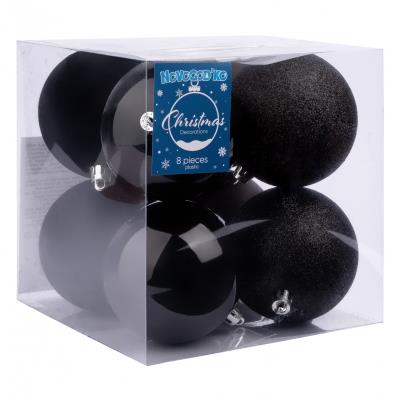 Набір новорічних куль Novogod'ko, пластик, 8см, 8 шт/уп, чорний