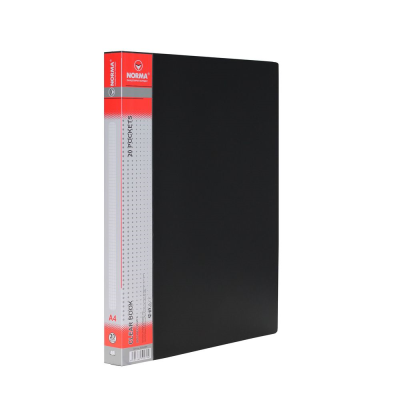 Папка з файлами, А4, 20 файлів, щільністю 600/25мкн PР, чорна, 5026-09N, NORMA (1/60/120)